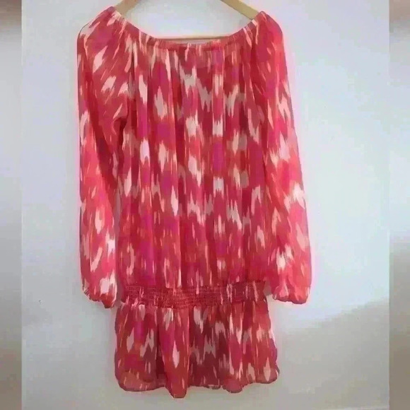 JONES NEW YORK | Women's Orange/Pink/White  Abstract Sheer Long Flowy Bl… - Picture 5 of 5